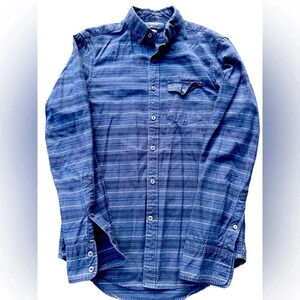 American Eagle Slim Fit Navy Blue Striped Collared Button Down Dress Shirt XS